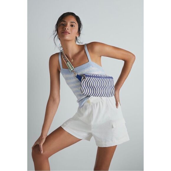 NEW Anthropologie Moon River White Cinched Paperbag Belted Cargo Shorts X-Large